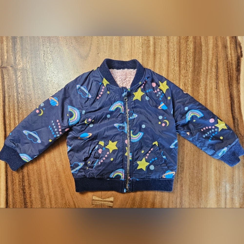 Tucker + Tate Navy Kids Jacket with Rainbow And Star Print Toddler Size 2